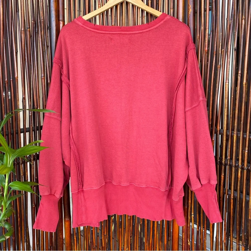 NWOT Free People Red Camden Sweatshirt - Picture 15 of 16